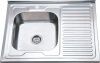 Мойка нержавеющая накладна 60х80 (0,6мм) выпуск 3 1/2",  глубина 17см Правое крыло