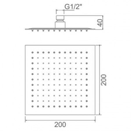 Лейка (Зонт) душевая L15-1 квадратная 20х20 см