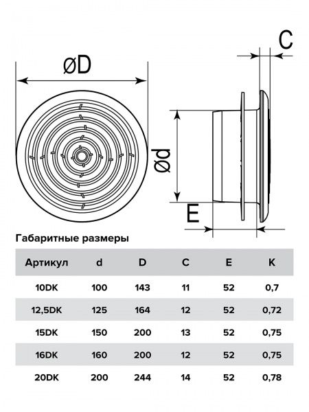 Диффузор плластиковый 200, Dн-244мм, белый, сетка