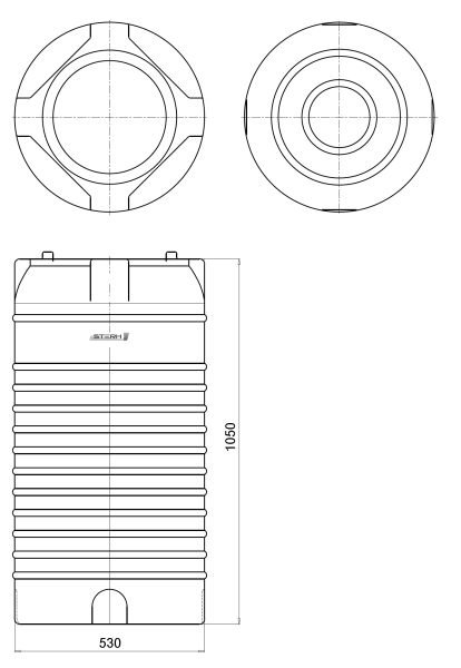 Емкость ПЭ цилиндрическая синего цвета VERT 200л