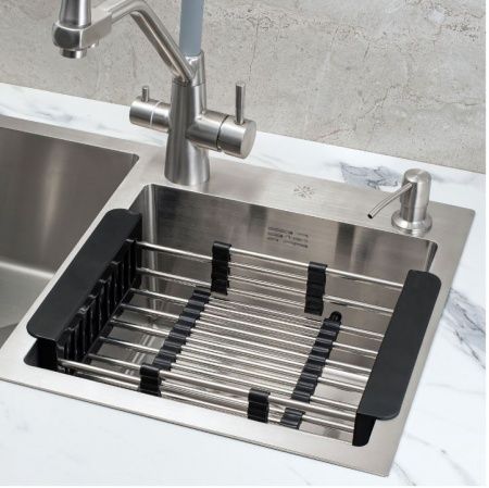 Корзина раздвижная для кухонной мойки KSBL-01, цвет черный