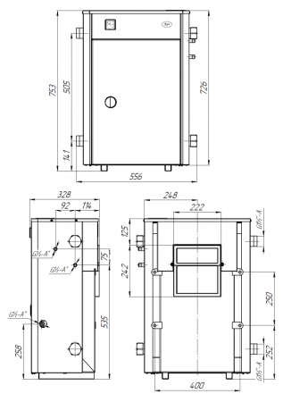 Котел газовый, парапетный "Луч" КСГВ-12П (12 кВт, двухконтурный, закрытая камера), труба отдельно