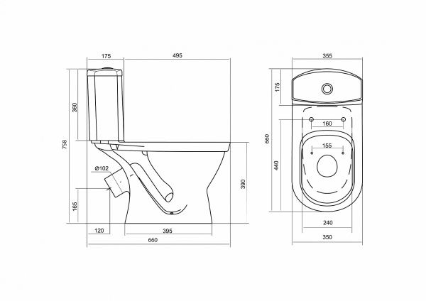 Унитаз Алькор с бачком, белый, 1 кн.арм., косой выпуск, нижн.подв., сиденье полипропилен