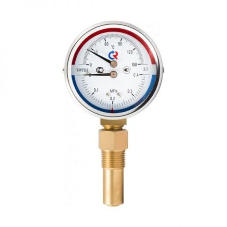 Термоманометр ТМТБ-3 0-6 бар, 0-120 оС (радиальный, СНИЗУ), 80мм, G1/2"