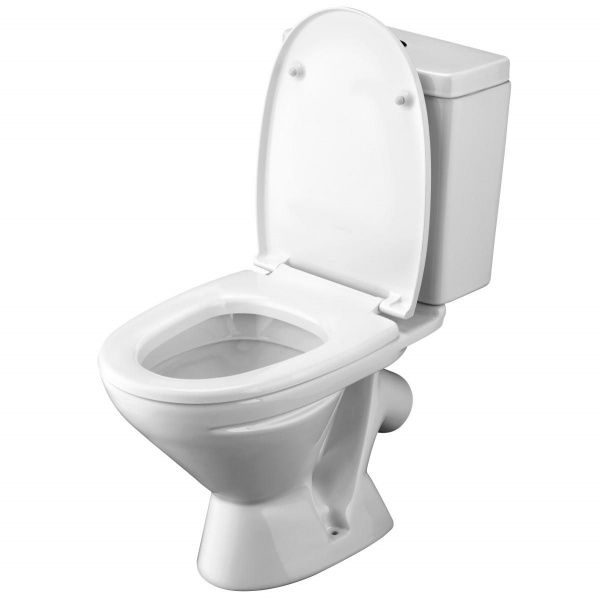 Унитаз Лига с бачком, белый, 2 х кн.арм., косой выпуск, нижн.подв., сиденье дюропласт