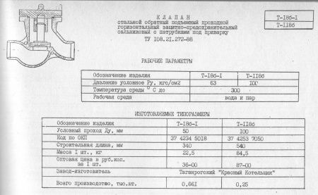 Клапан подъемный Т-18б-1   Ду 50,  Ру-63,  t-300  (под приварку)