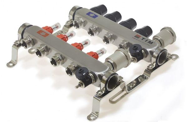 Коллекторная группа с расходомерами KCS5010 10 вых. (н/ж, авт.возд.+дренаж+кронштейны)