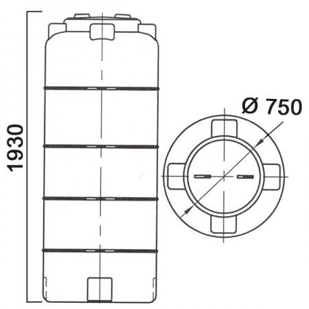 Емкость ПЭ цилиндрическая синего цвета 780л (780ВФК2)