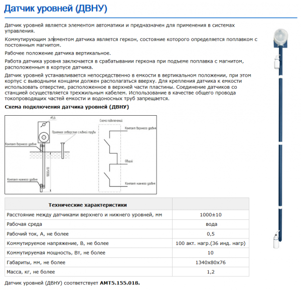 Датчик уровней (ДВНУ)