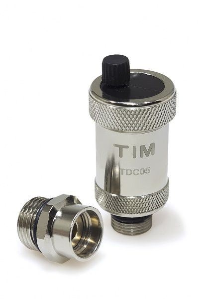 Воздухоотводчик латунный автоматический 1/2" + отсечной клапан (никеллированный)