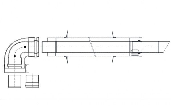 Комплект коаксиальный 60х100 с хомутом+две проставки, антилед