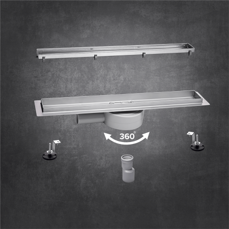 Линейный трап 50х7см, из нерж. стали с горизонтальным выпуском, гидро+сухая защита от запаха, ТЛ-02