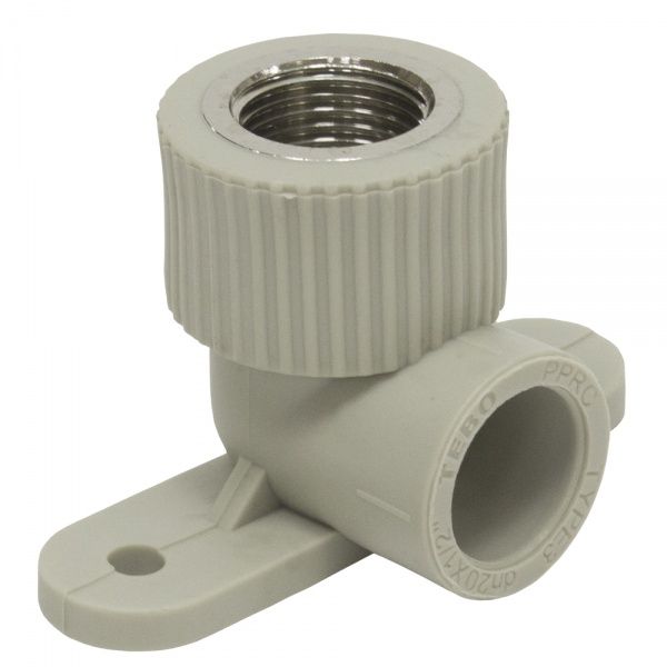 Угольник PPRC комбинированный ВР с креплением 25х1/2"   (сер.)  Tebo (10/100)