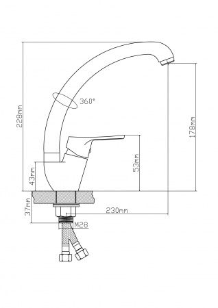 Смеситель BOOU для кух. однор.,высок.изл. B8290-10F