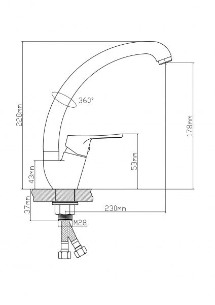 Смеситель BOOU для кух. однор.,высок.изл. B8290-10F
