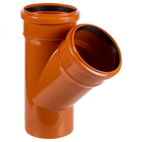Тройник РР канализационный 250х250 (45") (оранж.)