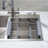 Корзина раздвижная для кухонной мойки KS-01, цвет серый