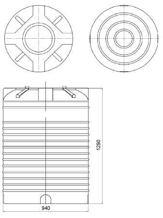 Емкость ПЭ цилиндрическая синего цвета VERT 780л