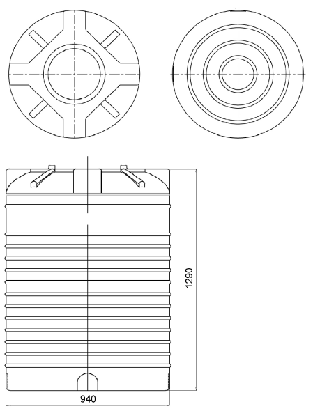 Емкость ПЭ цилиндрическая синего цвета VERT 780л