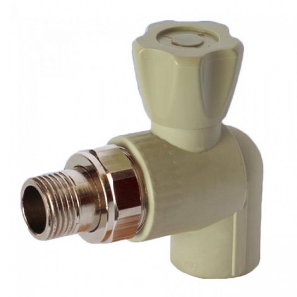 Кран для радиатора угловой PPRC 25х1/2"   (серый) Valfex (10/40)