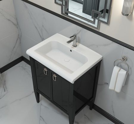 Умывальник мебельный "Леонардо-700" с переливом, без комплекта, 1 отверстие, белый