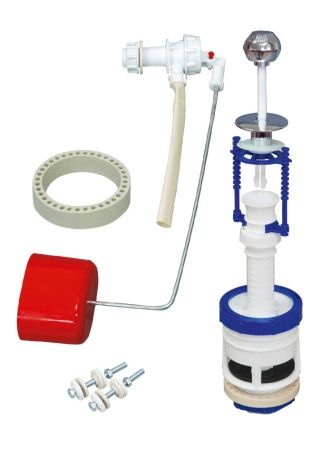 Арматура к унитазу, боковая подводка,  шток, пластик/хром