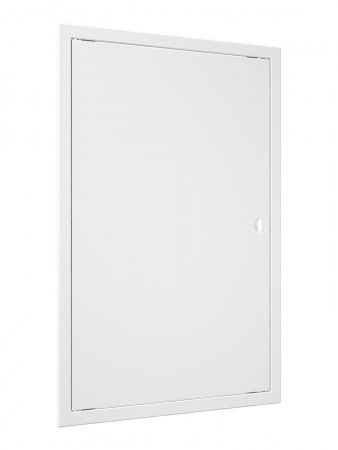 Дверца пластиковая АБС 418х618 (396х596) белая с фланцем, ручка
