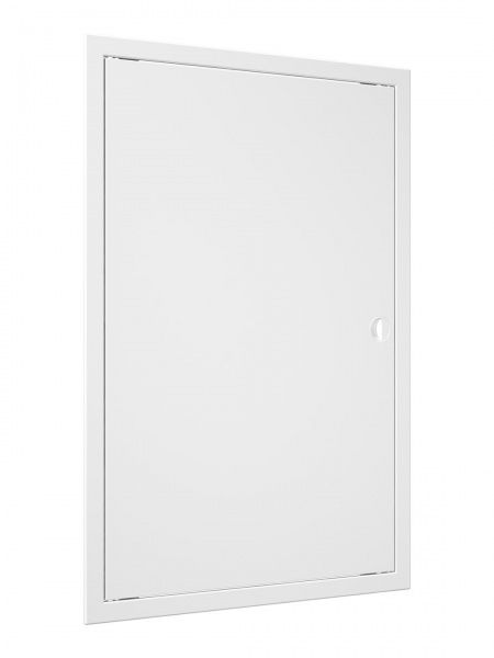 Дверца пластиковая АБС 418х618 (396х596) белая с фланцем, ручка