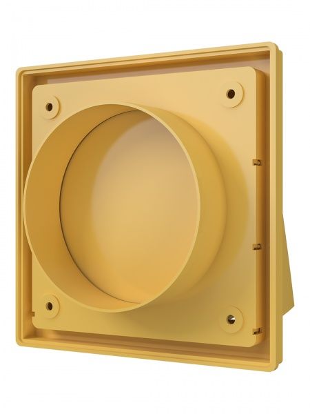 Выход стенной пластиковый D-100, 150х150мм, с клапанном (бежевый)