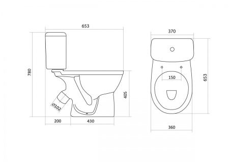 Унитаз Бореаль АНТИВСПЛЕСК, с бачком, белый, 2 х кн.арм., косой выпуск, нижн.подв., сид.дюропласт