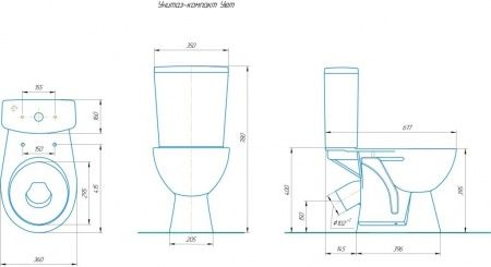 Унитаз "Уют", коричневый декор, 2кноп.,косой вып.,нижн.подв., сиденье полипропилен
