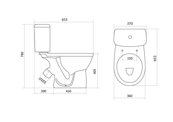 Унитаз Бореаль АНТИВСПЛЕСК, с бачком, белый, 2 х кн.арм., косой выпуск, нижн.подв., сид.дюропласт