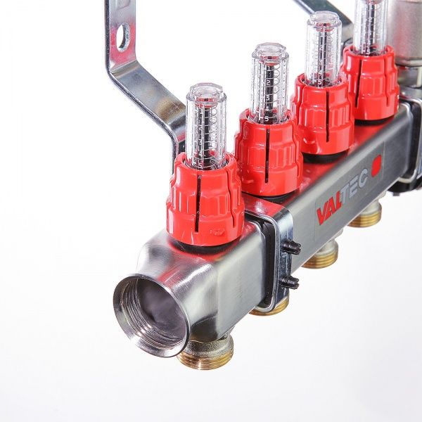 Коллекторная группа с расходомерами VTc.586  7 вых. (н/ж, авт.возд.+дренаж+кронштейны)