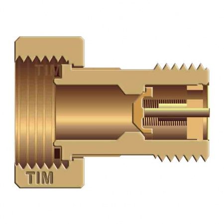 Комплект латунных присоединителей с прокладками к счетчикам воды Ду 15 (С ОБРАТНЫМ КЛАПАНОМ)
