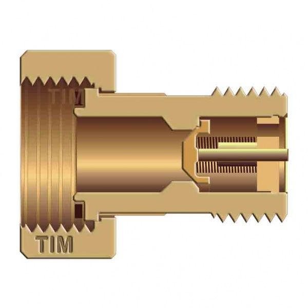 Комплект латунных присоединителей с прокладками к счетчикам воды Ду 15 (С ОБРАТНЫМ КЛАПАНОМ)