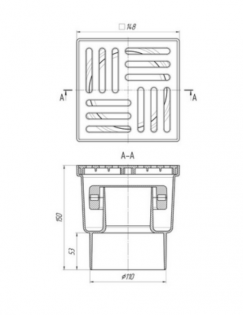 Трап РР канализационный вертикальный 110 (150х150) СУХОЙ