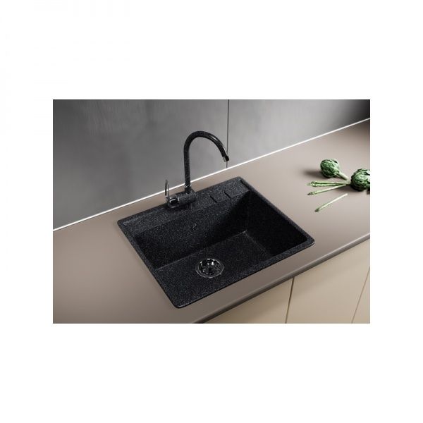 Мойка ML-GM15 черная, иск. мрамор 550х490х200мм (308)