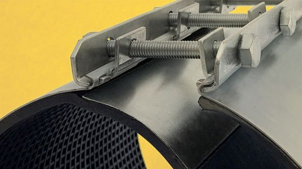 Хомут ремонтный оцинкованный, свертный (краб) Ду 100 (4") L-110-118 мм (ширина 162мм)