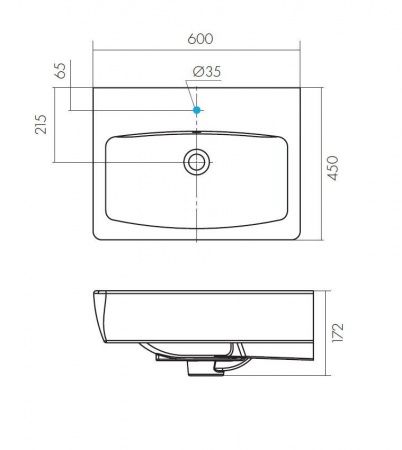 Умывальник "Нео-60" с переливом, без комплекта, 1 отверстие, белый