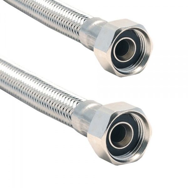 Подводка д/воды 1/2" ГГ  0.6 м (алюминиевая гайка, нерж. оплетка)