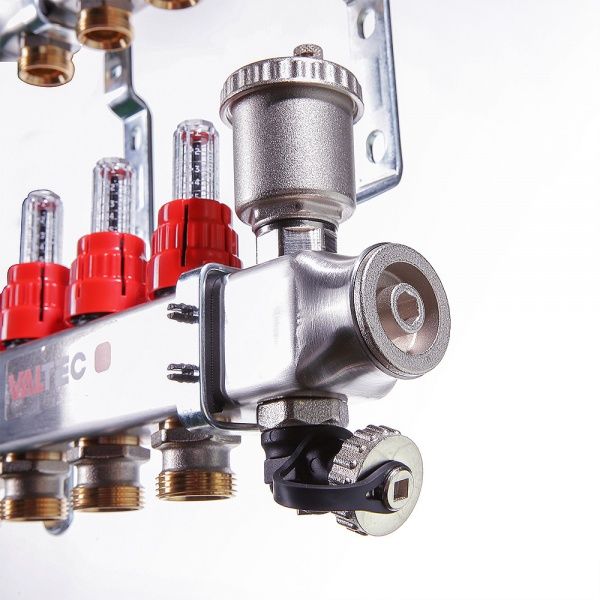 Коллекторная группа с расходомерами VTc.586  7 вых. (н/ж, авт.возд.+дренаж+кронштейны)