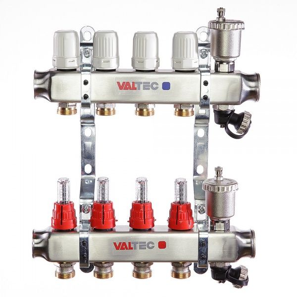 Коллекторная группа с расходомерами VTc.586  7 вых. (н/ж, авт.возд.+дренаж+кронштейны)
