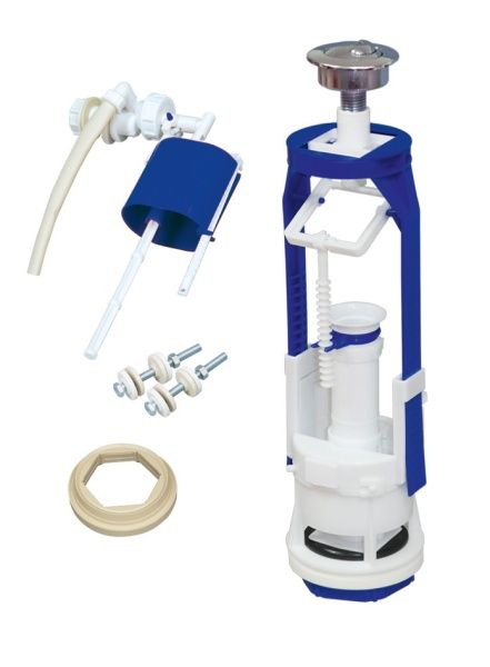 Арматура к унитазу, боковая подводка, 2 кнопки, пластик/хром, Стоп-слив