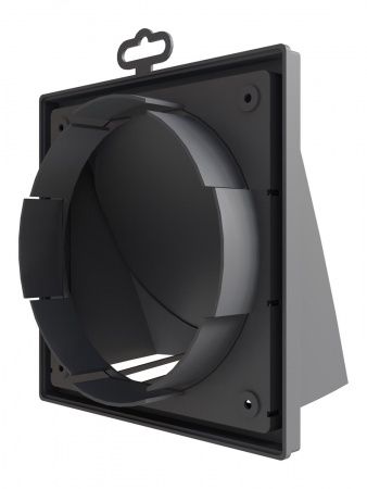 Выход стенной пластиковый D-150/160, 190х190мм, с клапанном (серый)