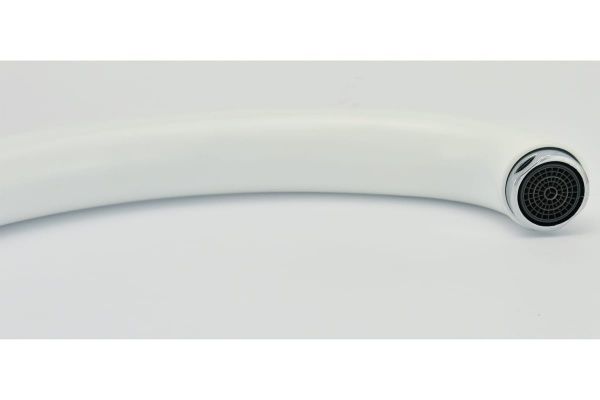 Смеситель для кухни белый одноручный Juguni Luxe с поворотным изливом, 40 картридж, гайка