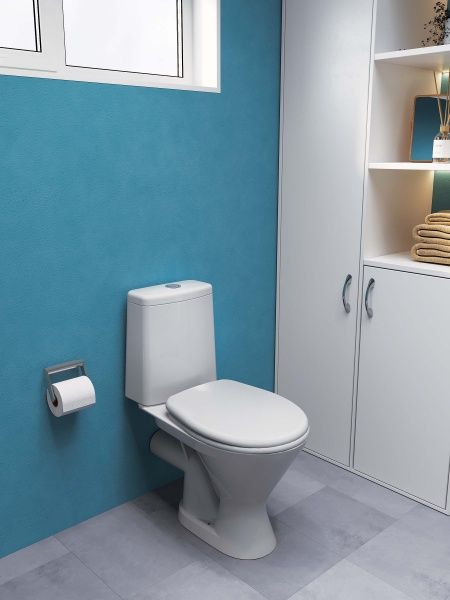 Унитаз "Грация" белый, 2 кн.арм., прямой выпуск, нижн.подв., сид.полипр.