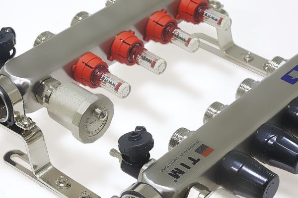 Коллекторная группа с расходомерами KCS5010 10 вых. (н/ж, авт.возд.+дренаж+кронштейны)