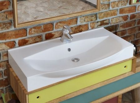 Умывальник мебельный "Элвис-850" с переливом, без комплекта, 1 отверстие, белый