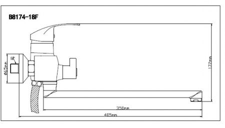Смеситель для ван. однор., B8174-18F длин. изл.