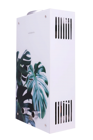 Водонагреватель газовый GENBERG Декор-Eco 210.01 Тропические листья, 10 л/мин, 20 кВт